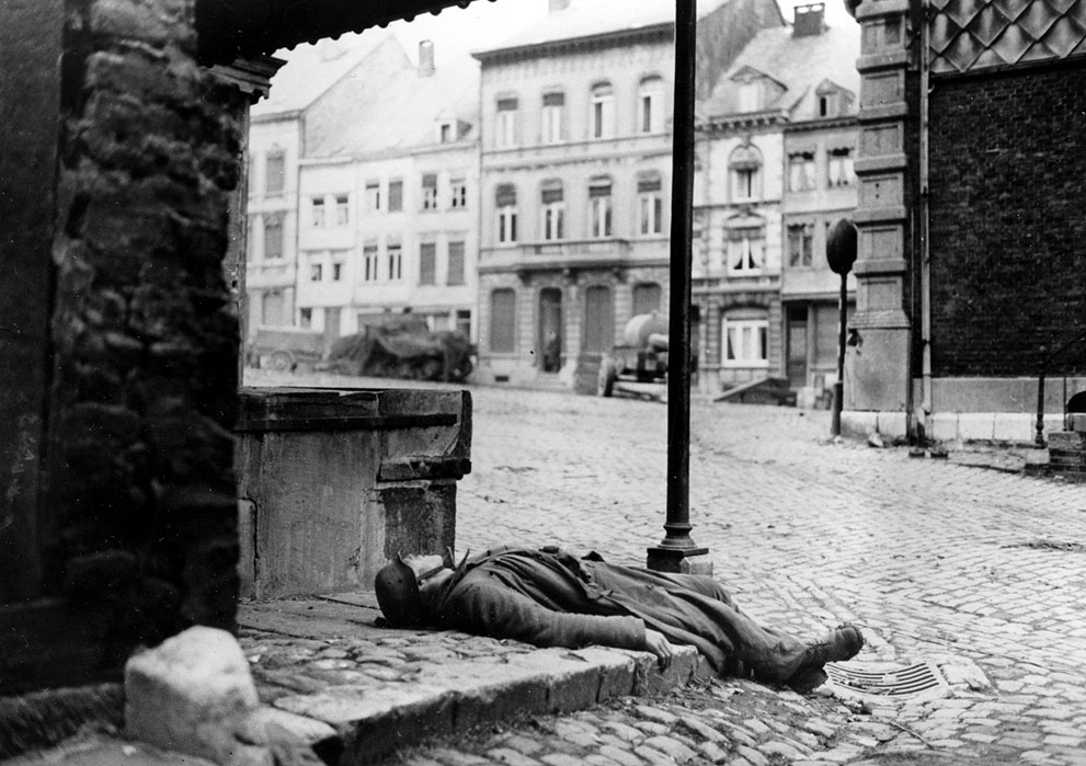 Killed German soldier in Stavelot, Belgium, 2 Jan 1945