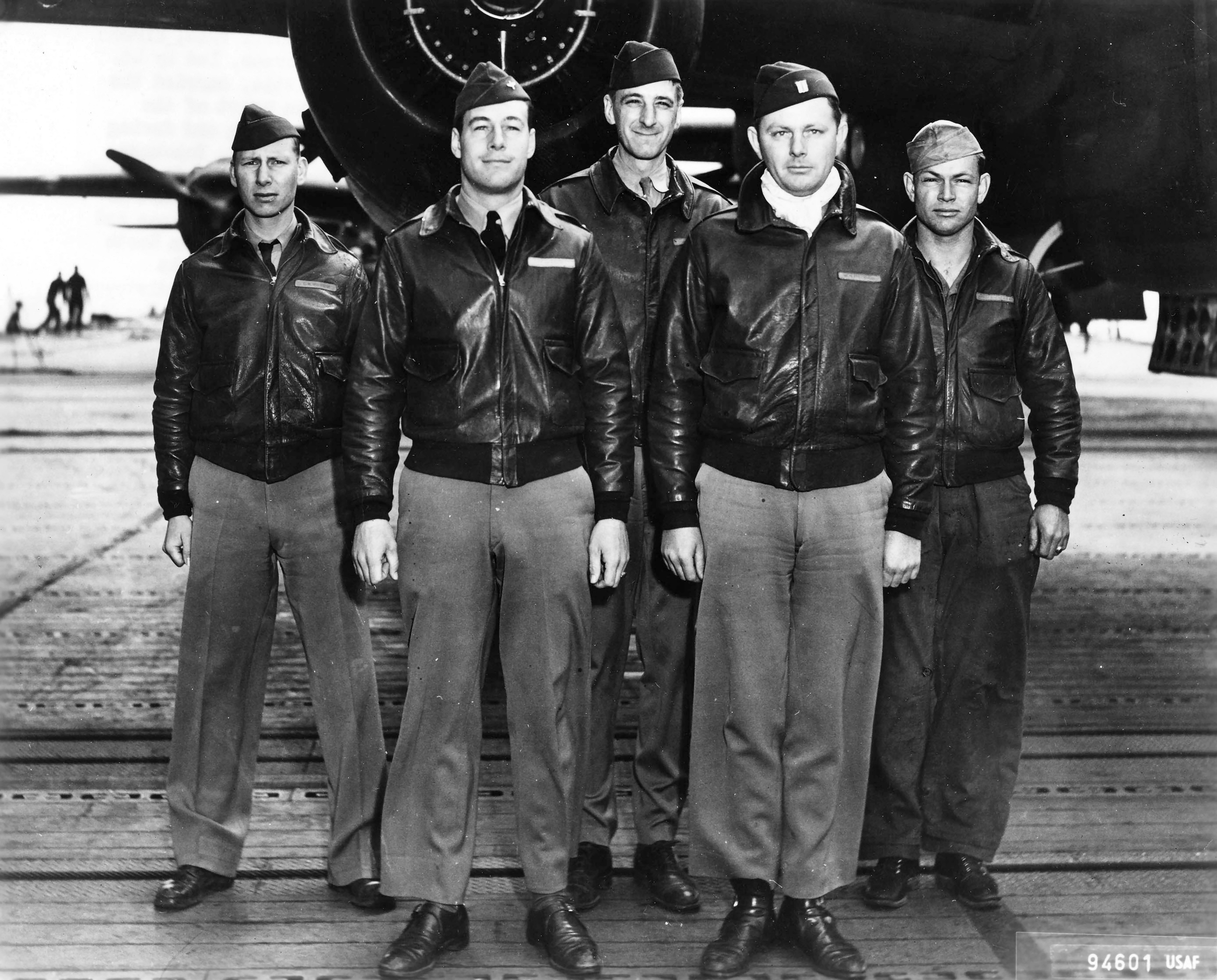 One of the Doolittle Raid B-25 bomber crews aboard USS Hornet shortly before the mission, Apr 1942