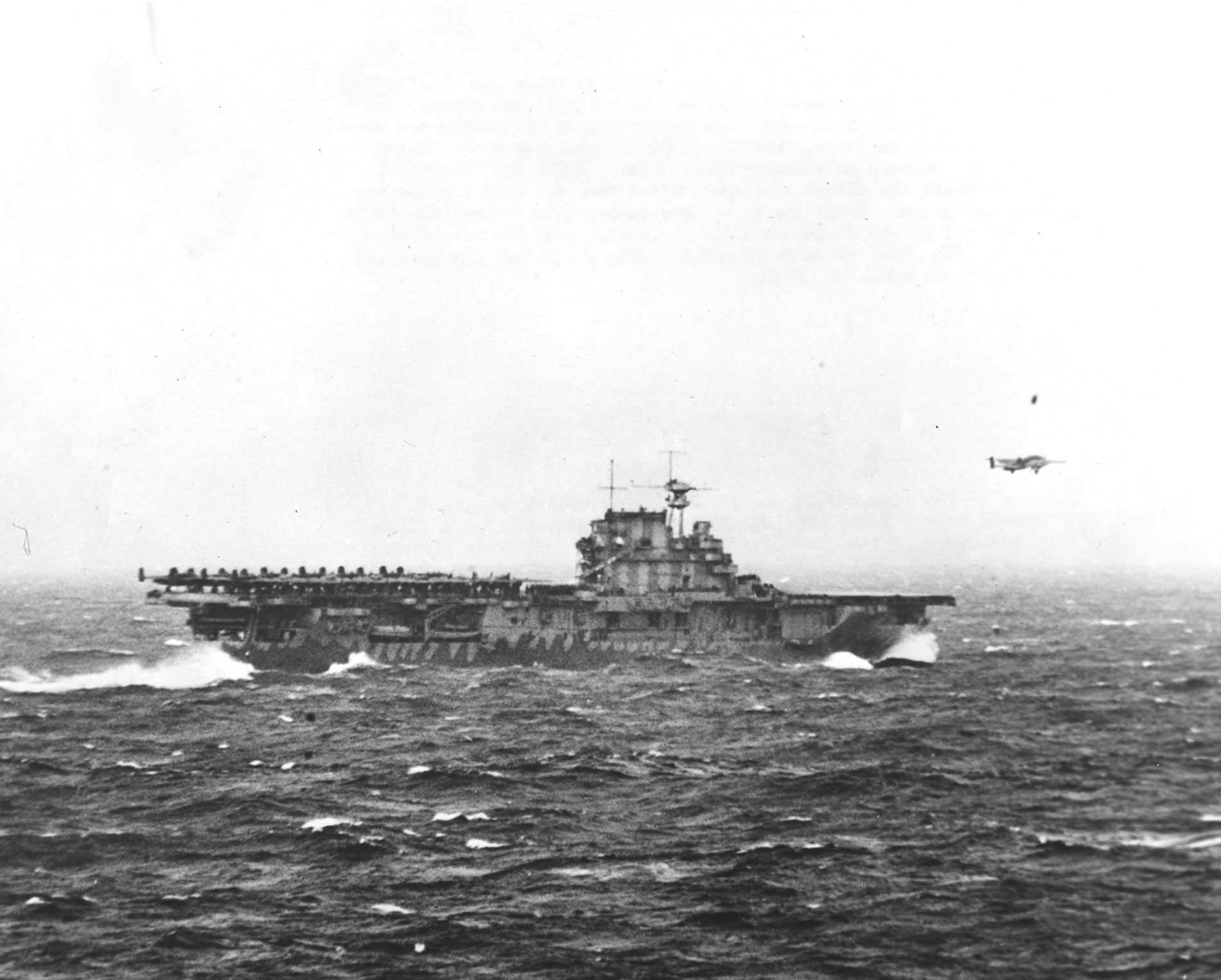 Hornet launching Doolittle raiders, 18 Apr 1942, photo 1 of 10