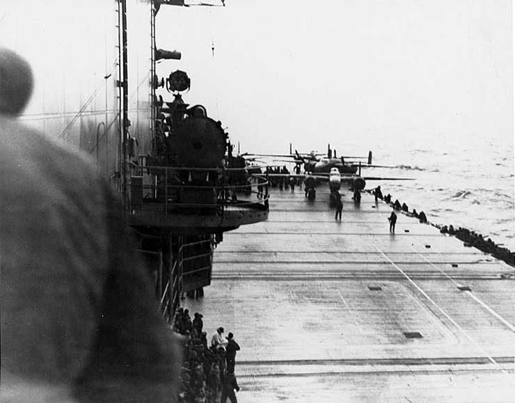 Hornet launching Doolittle raiders, 18 Apr 1942, photo 5 of 10