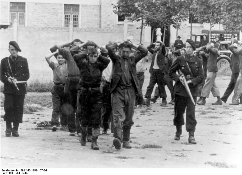 Captured resistance fighters, France, Jul 1944