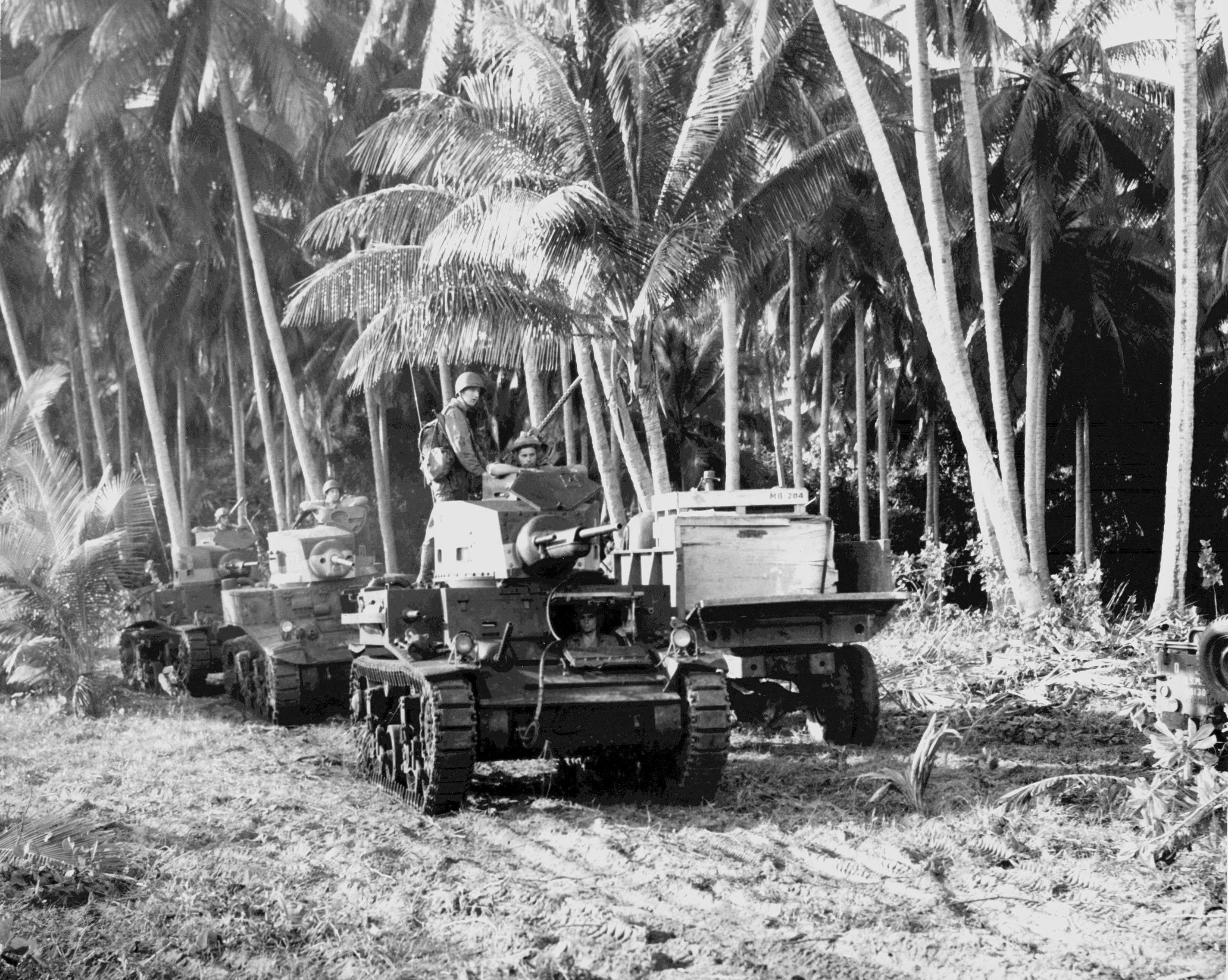 American M2A4 light tanks at Guadalcanal, circa Aug 1942-1945