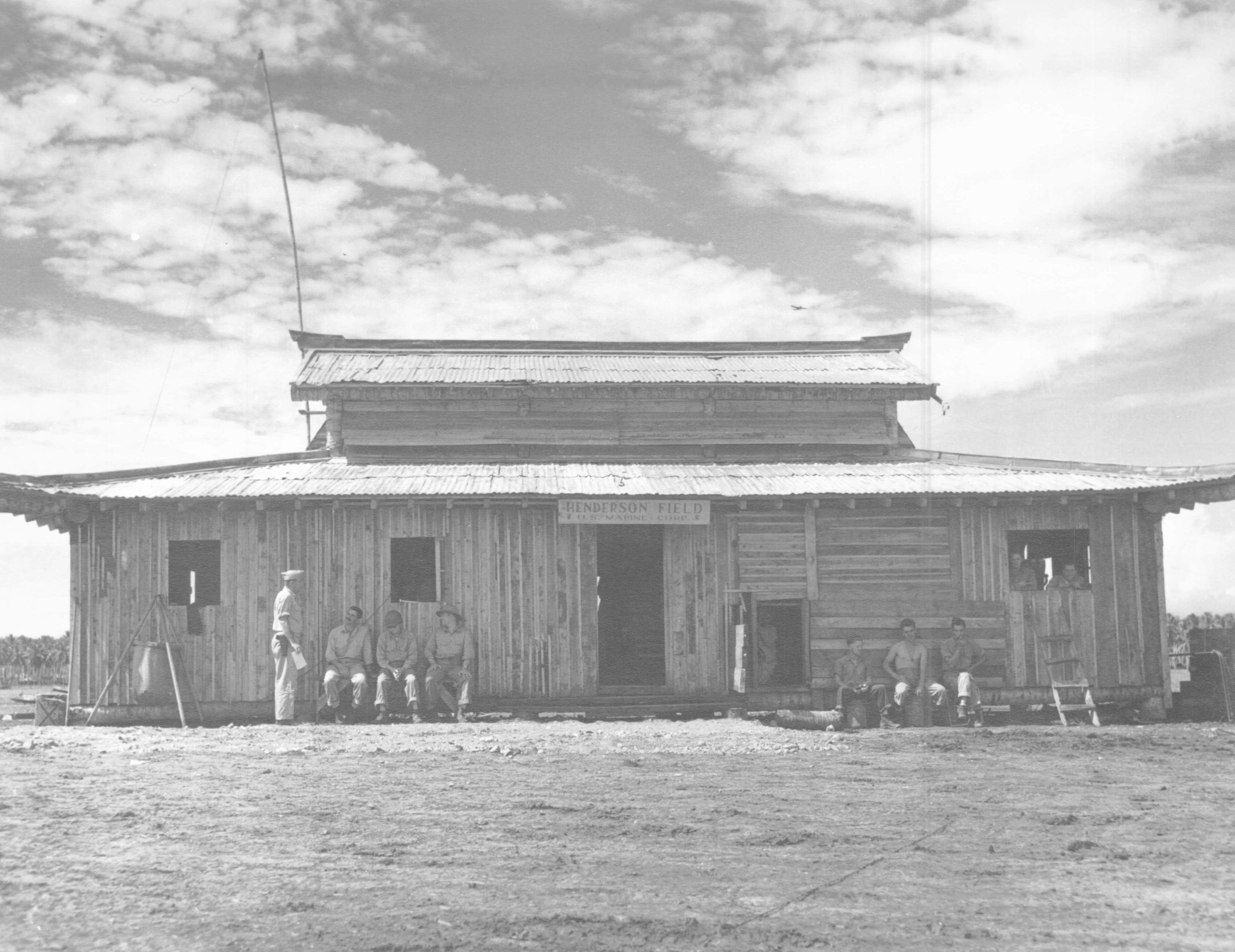 Henderson Field headquarters building, Guadalcanal, Solomon Islands, Dec 1942
