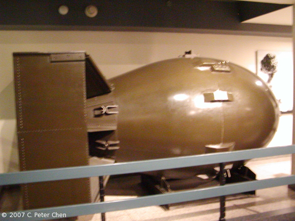 Model of the atomic bomb 'Fat Man' on display at the West Point Museum, United States Military Academy, West Point, New York, United States, 22 Sep 2007