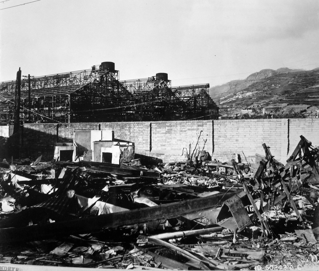 Destroyed industrial buildings, Nagasaki, Japan, early 1946