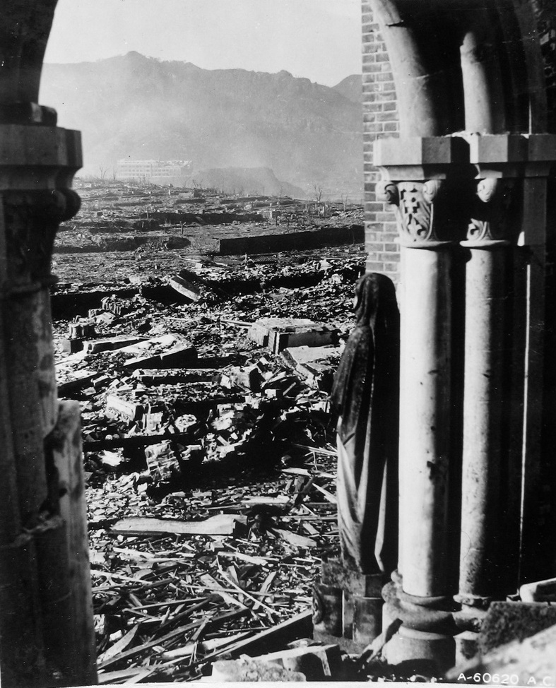 Ruins of Urakami Roman Catholic church, Nagasaki, Japan, mid-1946
