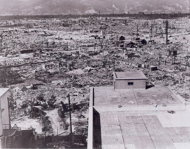 The devastation of Hiroshima, Japan viewed from the Red Cross Hospital, Aug-Sep 1945