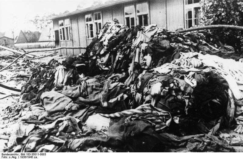 Clothing of prisoners of Sachsenhausen concentration camp who had recently been killed, Oranienburg, Brandenburg, Germany, circa 1936-1945