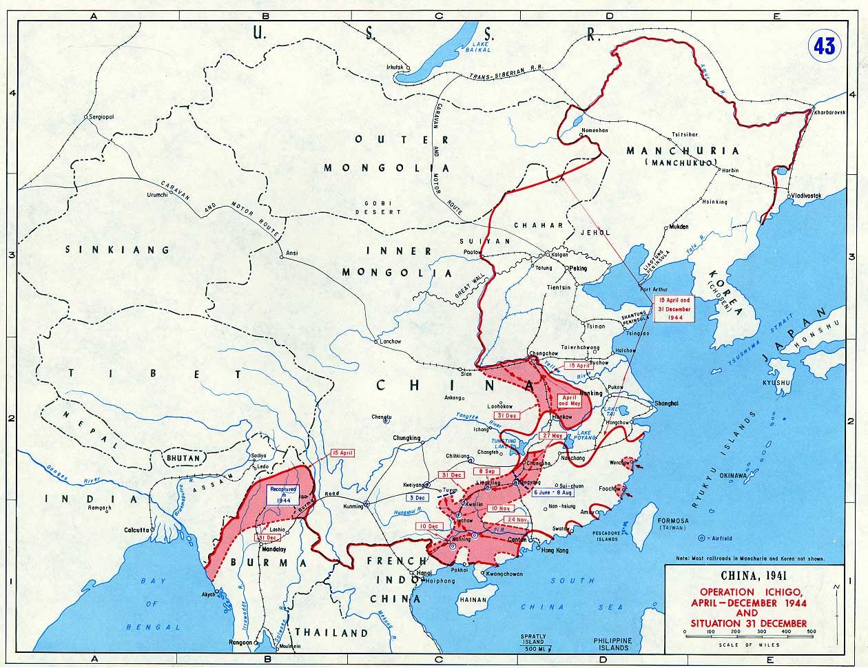Map of the Japanese Operation Ichigo offensive in China, Apr-Dec 1944
