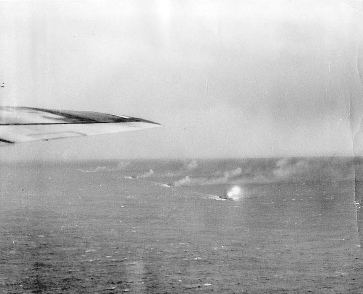 Battleship Indiana and Cruiser Division 5 bombarded Iwo Jima, 23 Jan 1945, photo 1 of 2