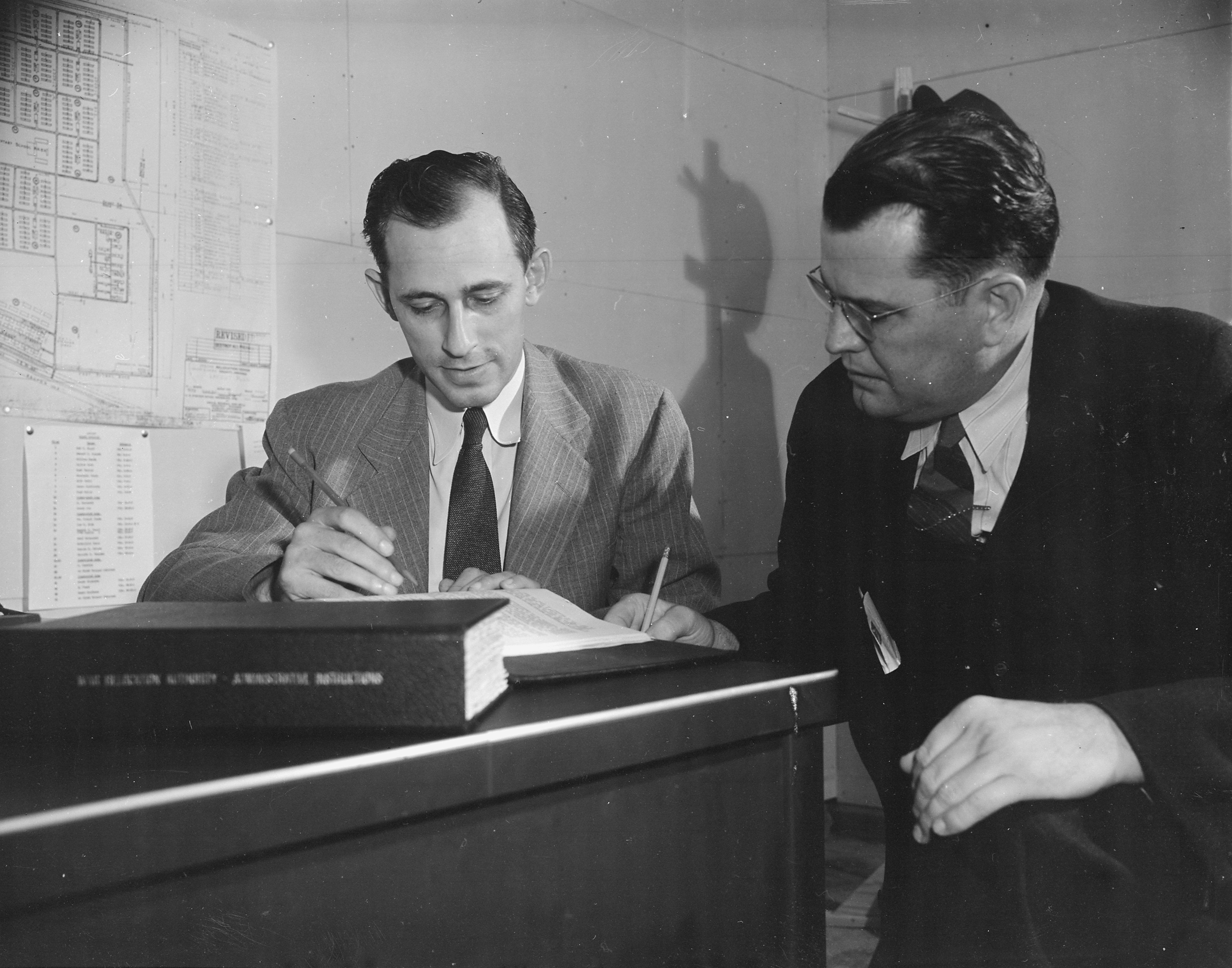 Project Director Paul A. Taylor and Assistant Project Director W. O. Melton of Jerome War Relocation Center, Arkansas, United States, 19 Nov 1942