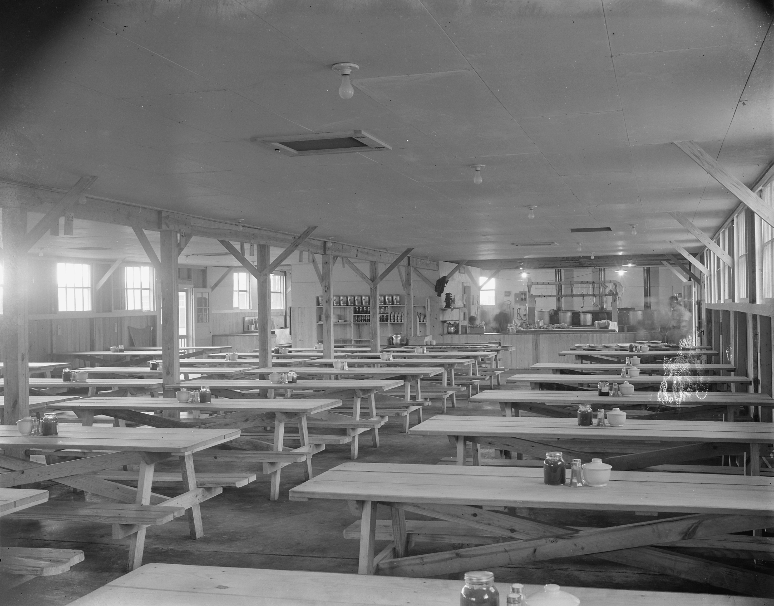 Mess hall of Block 7 of Jerome War Relocation Center, Arkansas, United States, 16 Nov 1942
