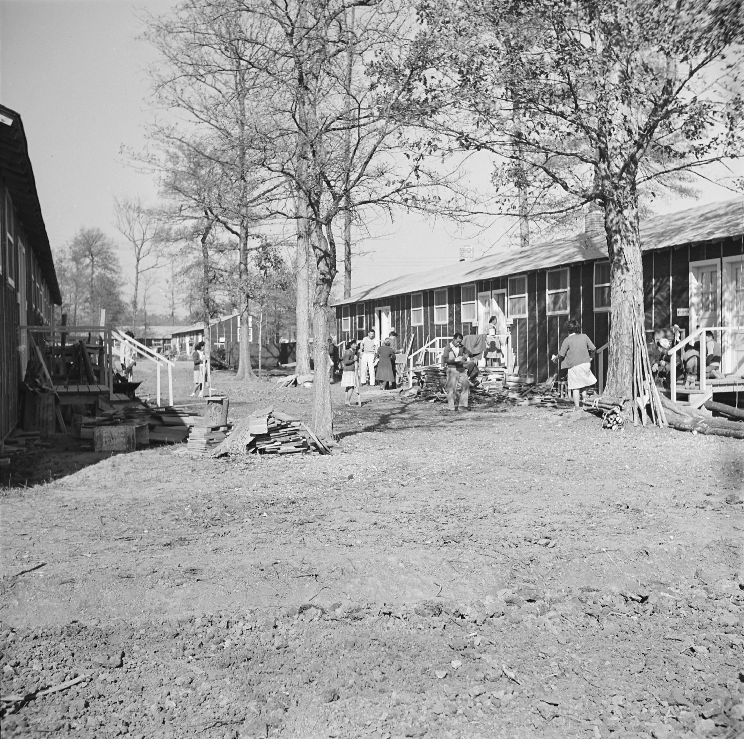View of Block 7 in Jerome War Relocation Center, Arkansas, United States, 17 Nov 1942