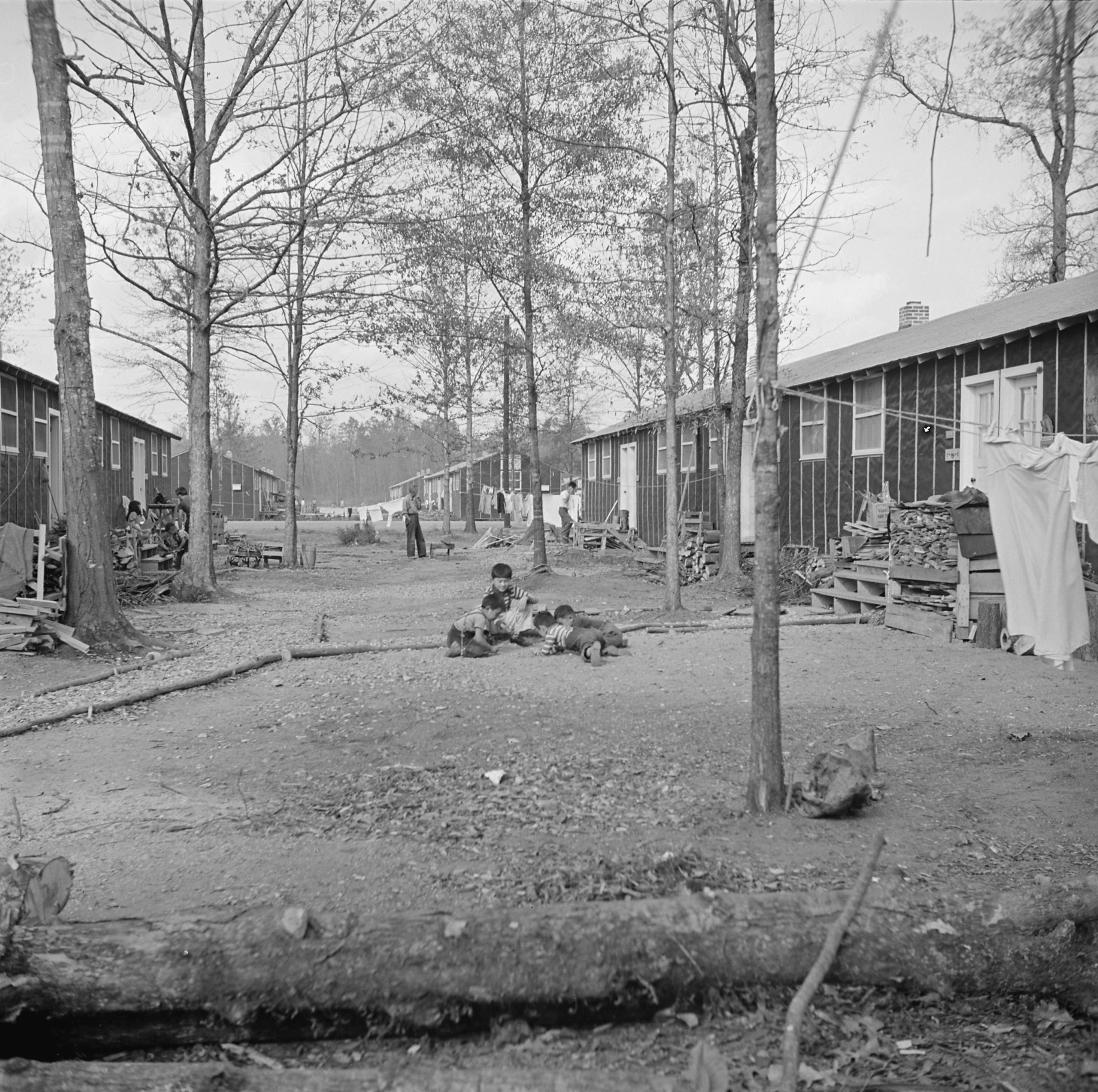 View of Block 7 in Jerome War Relocation Center, Arkansas, United States, 16 Nov 1942
