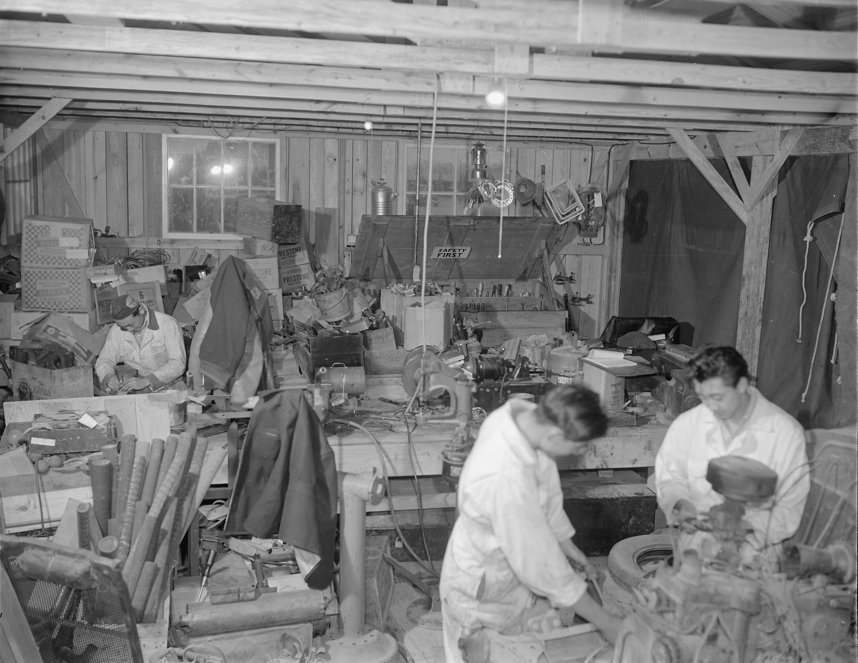 Mechanic shop, Jerome War Relocation Center, Arkansas, United States, 17 Nov 1942