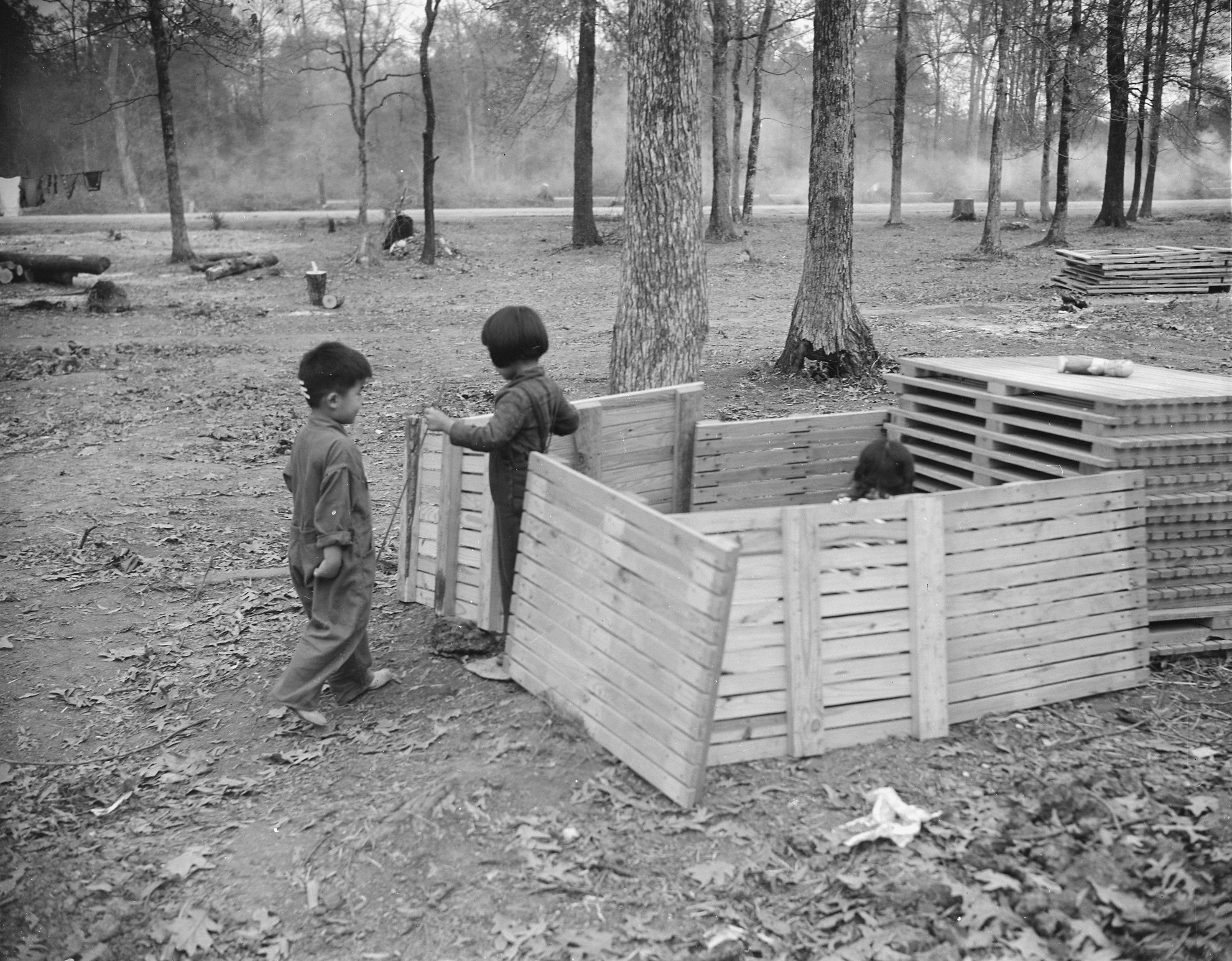 Japanese-American children playing at Jerome War Relocation Center, Arkansas, United States, 20 Nov 1942