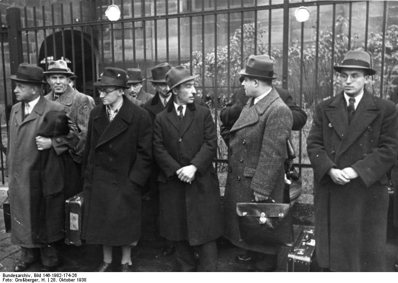 Polish-German Jews being gathered for deportation, Nürnberg, Germany, 28 Oct 1938, photo 1 of 3