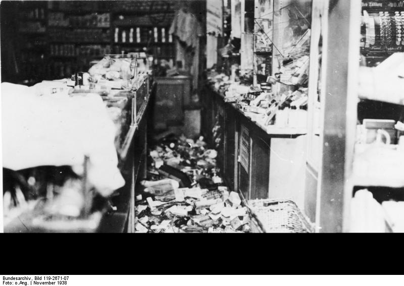 Damage to the Uhlfelder department store in Munich, Germany after Kristallnacht, 10 Nov 1938, photo 3 of 4