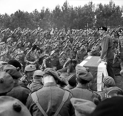 Montgomery addressing men of the British 15th (Scottish) Division during an investiture ceremony, Geel, Belgium, 16 Sep 1944