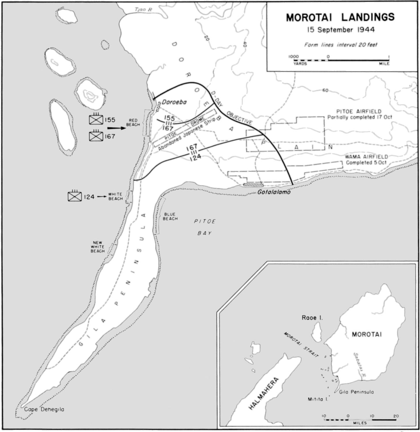 Map showing the Morotai landings on 15 Sep 1944