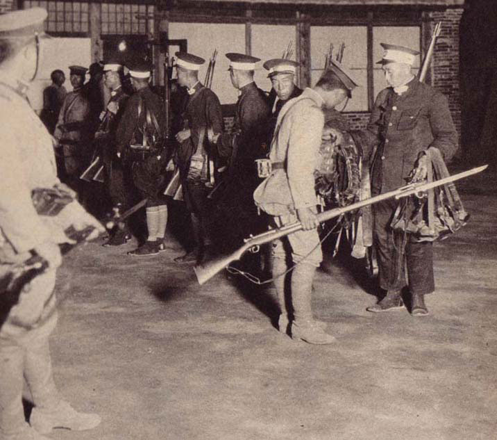 Japanese troops disarming Chinese soldiers in northeastern China, circa Sep-Oct 1931