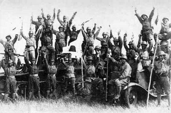 Japanese troops celebrating with captured Soviet vehicles, Battle of Khalkhin Gol, Mongolia Area, China, 1939