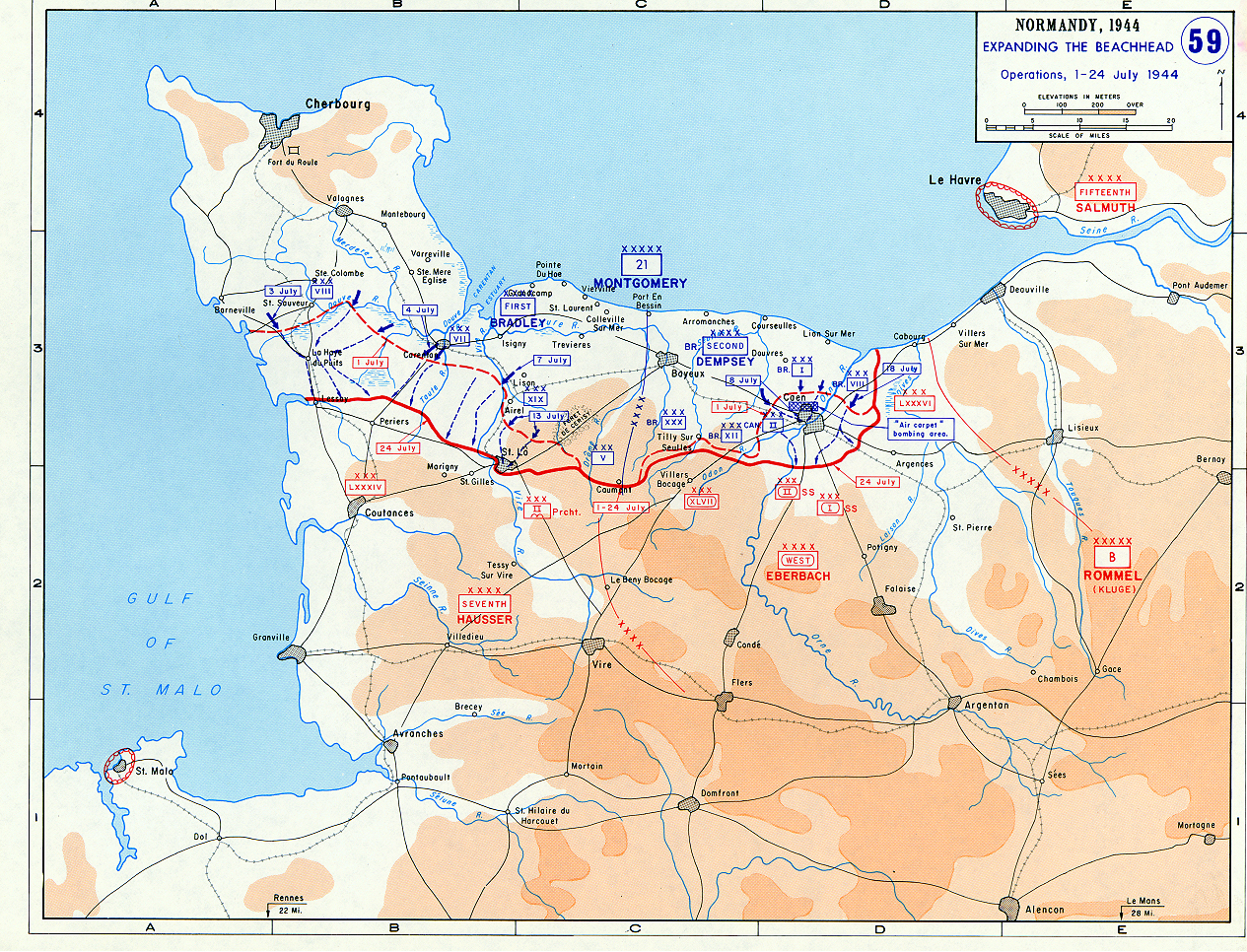 Map Map depicting the Allied attempt to expand the beachhead at