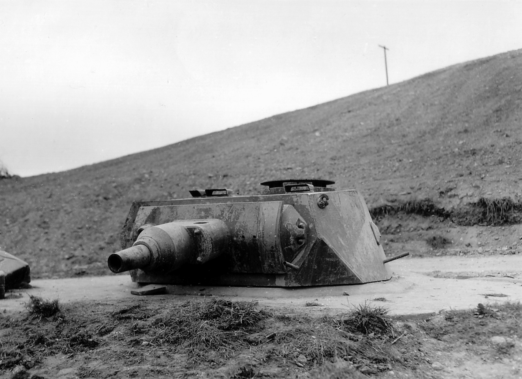 German beach defense turret at Omaha Beach, Normandy, France, Jun 1944
