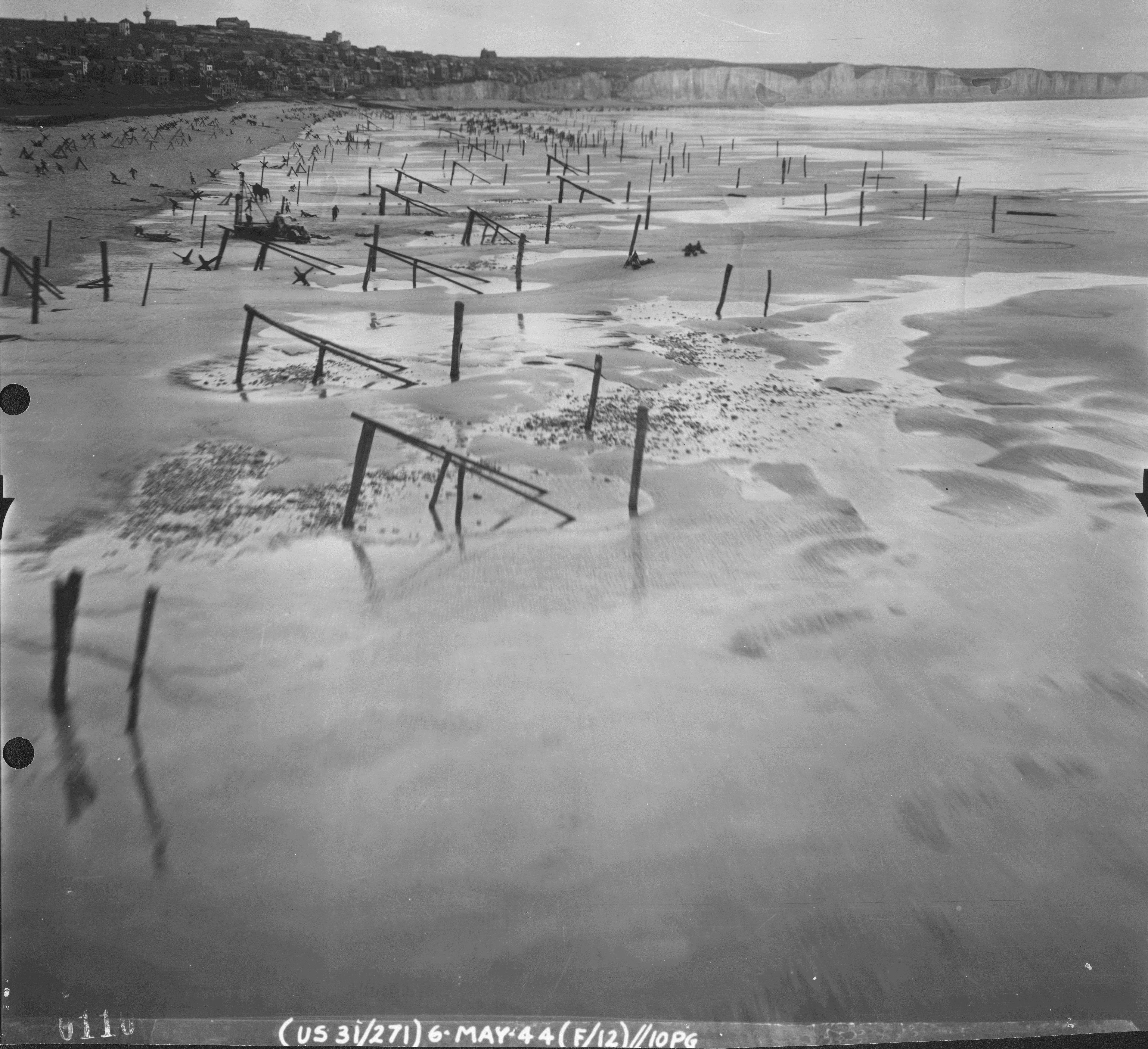 Normandy beach defenses, France, 6 May 1944, photo 1 of 4