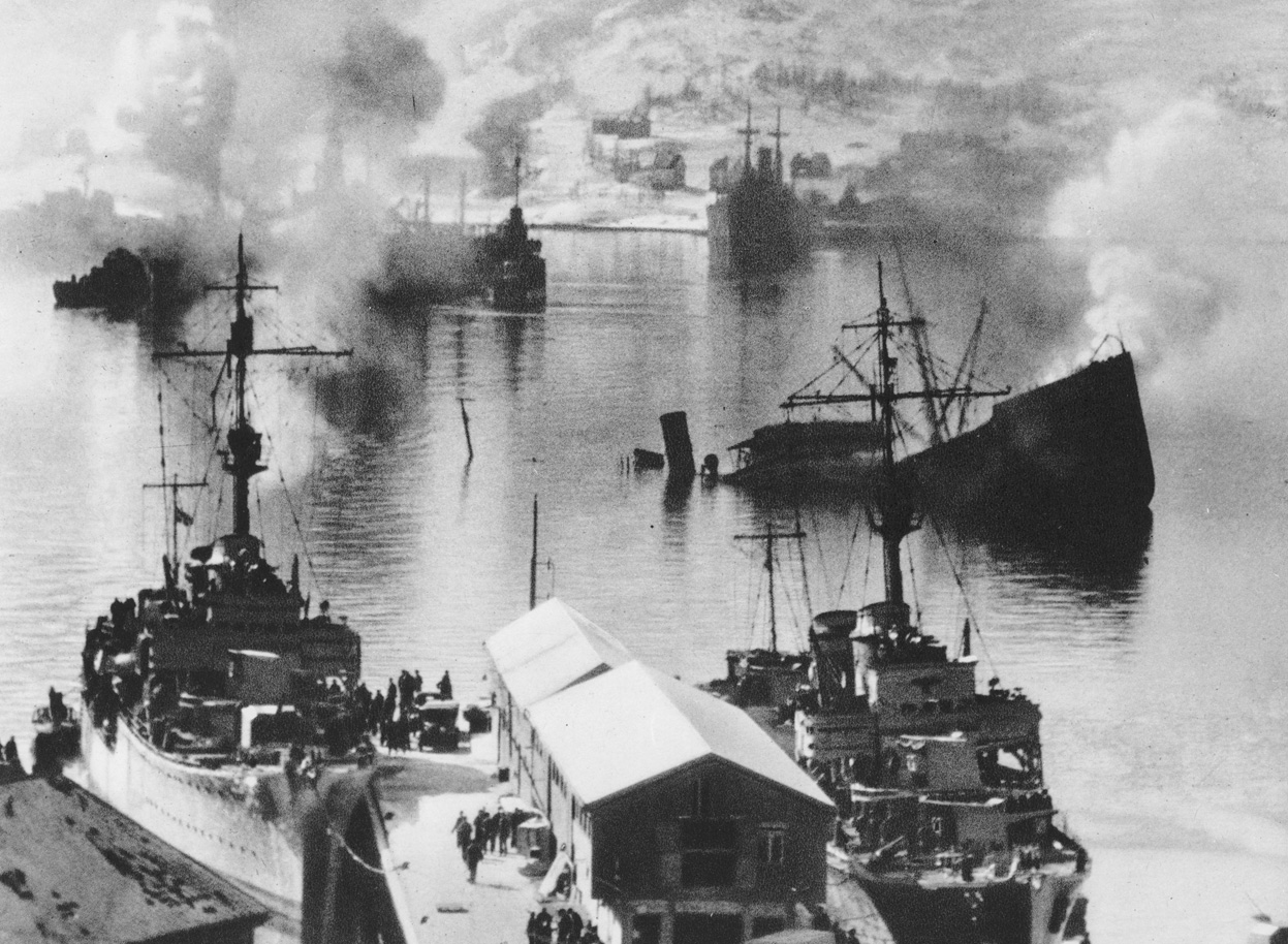 Damaged ships at Narvik, Norway, Apr 1940, photo 2 of 2