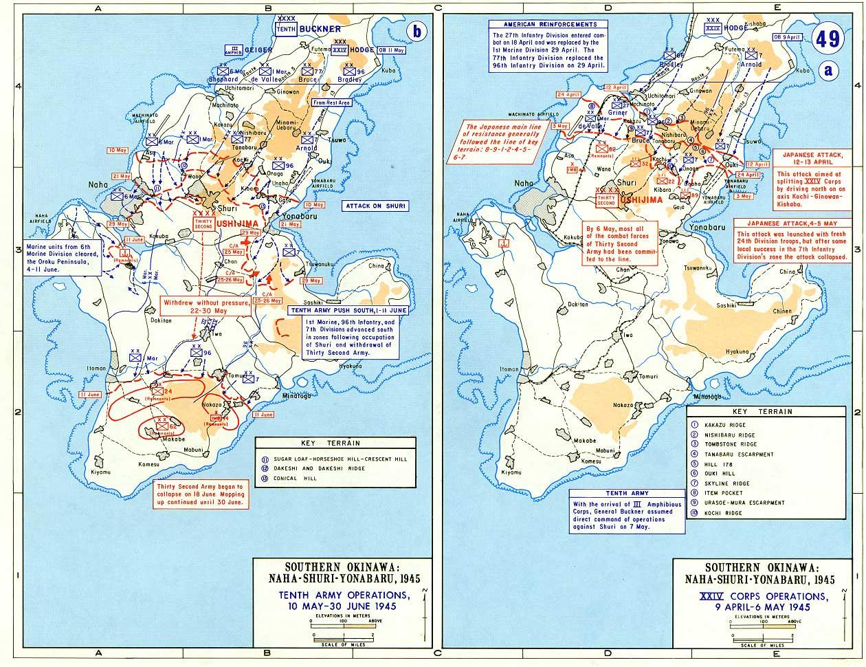 [Map] Map of American operations in Naha-Shuri-Yonabaru, southern ...