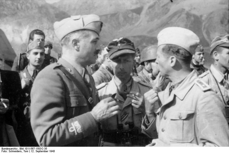 General Fernando Soletti, Major Harald-Otto Mors, and others at Gran Sasso, Italy, 12 Sep 1943
