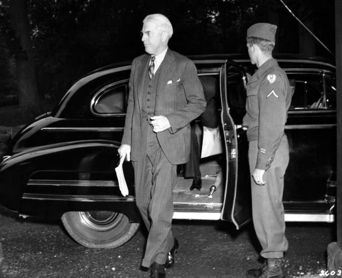 US Assistant Secretary of State William Clayton arriving for the Potsdam Conference, Germany, 24 Jul 1945