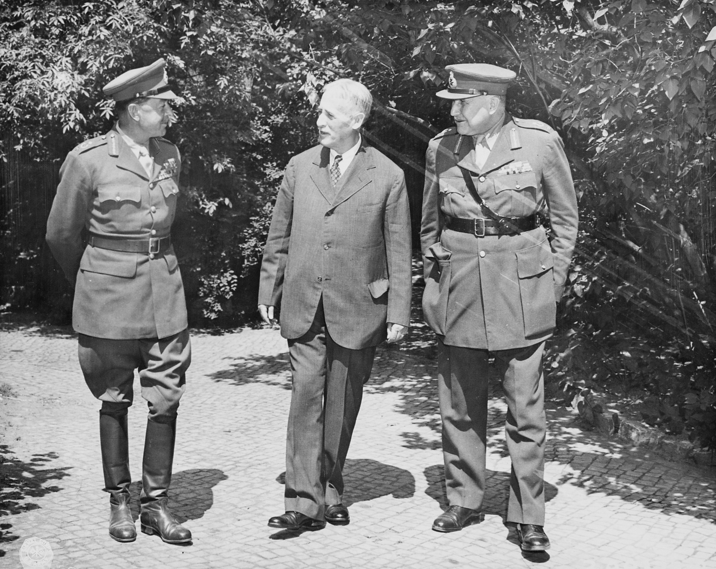 Harold Alexander, Henry Stimson, and Henry Wilson during the Potsdam Conference, Germany, 19 Jul 1945