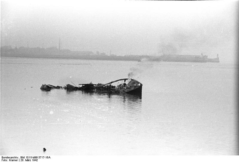 Wreckage of a motor launch, Saint-Nazaire, France, 28 Mar 1942, photo 3 of 3