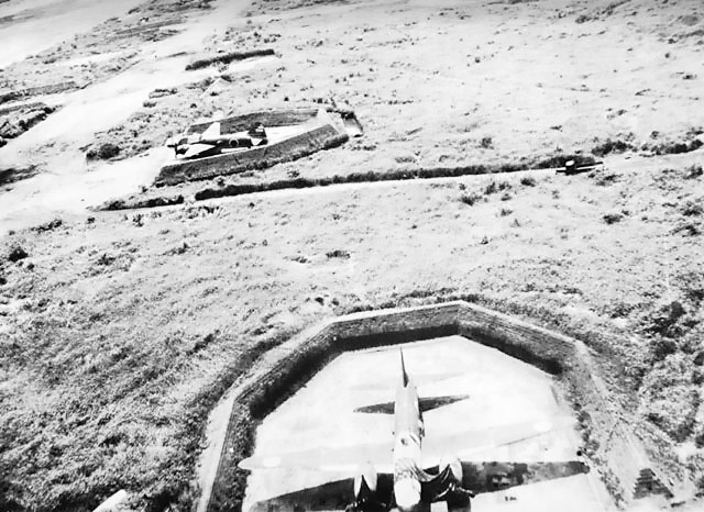 Japanese G4M bombers in revetments, Vunakanau Airfield, Rabaul, New Britain, date unknown