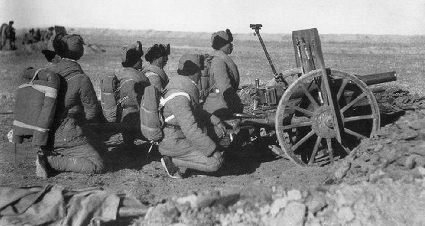 Field gun crew of Shanxi-Suiyuan Army loyal to the Nationalist Chinese, Bailingmiao, Suiyuan Province, China, late Nov 1936