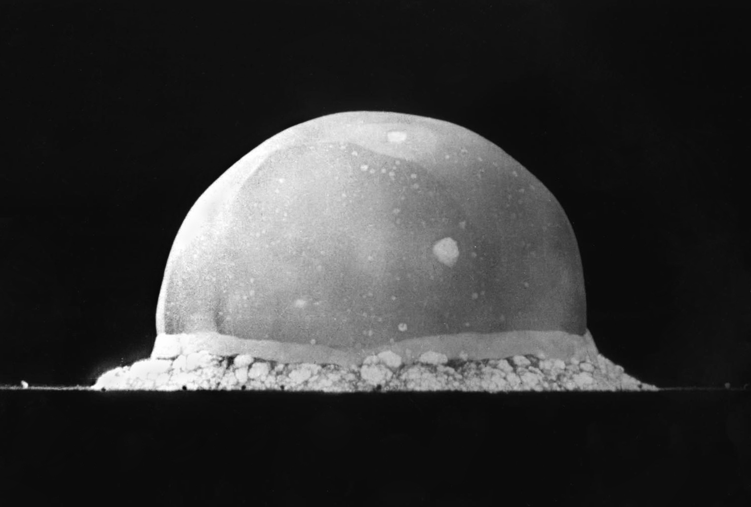 Early stage of the nuclear explosion during Operation Trinity, 16 Jul 1945, photo 2 of 2