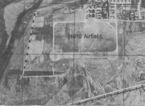 Reconnaissance photograph of the southern area of Heito Airfield, Heito (now Pingdong), Taiwan, 1944