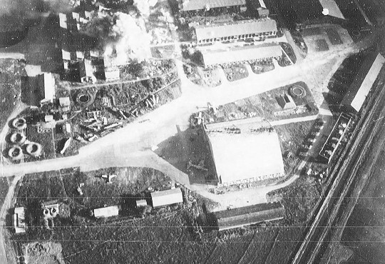 Kagi Airfield under carrier aircraft attack, Taiwan, 12 Oct 1944, photo 4 of 5