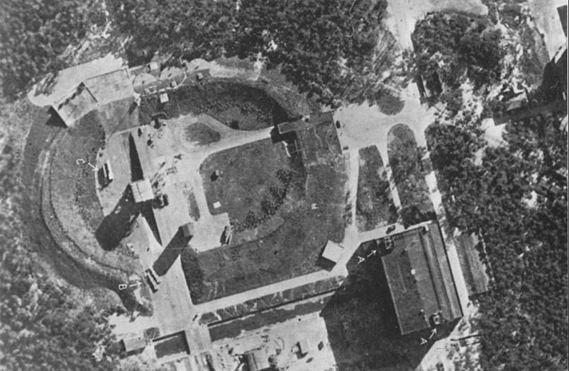 British aerial reconnaissance photo of Test Stand VII, Peenemünde, Germany, 23 Jun 1943