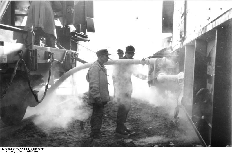 Fueling a V-2 rocket, Peenemünde, Germany, 1940s