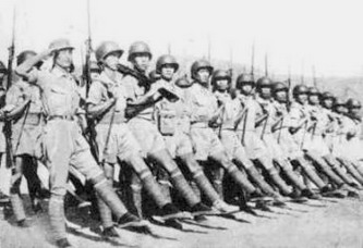 Chinese troops marching in Ramgarh, India, 1943