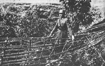 He Yingqin inspecting a suspension bridge built by trainees at Ramgarh Training Center, India, Feb 1943
