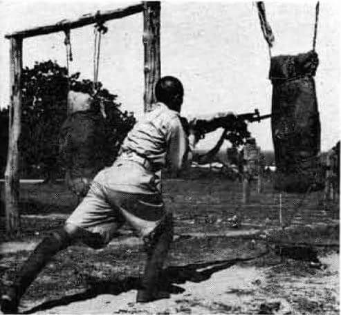 Chinese soldier in bayonet practice at Ramgarh, India, date unknown