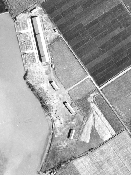 Aerial photo of Takao Seaplane Base, Takao (now Kaohsiung), Taiwan, 12 Oct 1944; photo taken by an aircraft from USS Wasp