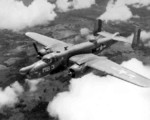 PBJ-1D Mitchell of Marine Squadron VMB-611 in flight, USA, 1943-1944. Note radar dome mounted in the upper nose.