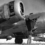 B-29 lost its prop in flight which carved hole in fuselage. Pilot made emergency landing. Date and location unknown. Photo 2 of 2.