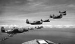 Eighteen TBM Avengers in flight, 1943-45.