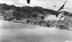 Douglas A-20G Havoc 43-9432 “Bevo” of the 387th Bomb Squadron, 312th Bomb Group takes an anti-aircraft hit during an attack on Kokas, western New Guinea, 22 Jul 1944. Photo 1 of 4.